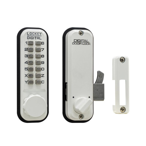 Lockey 2500WH Mechanical Keyless Surface Mount Hook Bolt White Finish
