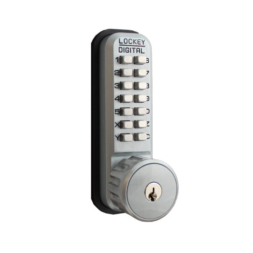 Lockey 2500SCMGKA Mechanical Keyless Surface Mount Hook Bolt Keyed Alike Satin Chrome Marine Grade Finish