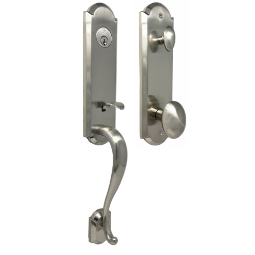 Weslock 06651-NJNSL2D Mansion Single Cylinder Handle set with Julienne Knob in the Satin Nickel