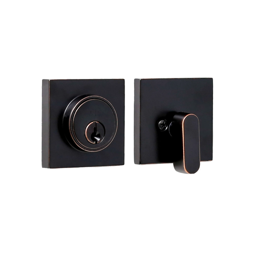 Weslock 00771-1-1FR22 Square Single Cylinder Deadbolt with Adjustable Latch and Round Corner Full Lip Strike Oil Rubbed Bronze Finish