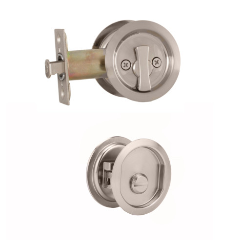 Weslock 00677XNXN Round Privacy Pocket Door Lock Satin Nickel Finish