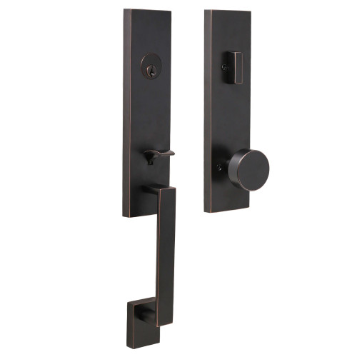 Weslock 02870-141SL2D Leighton Single Cylinder Handle set with Mesa Knob Trim with Adjustable Latch and Round and Square Corner Strikes Oil Rubbed Bronze Finish