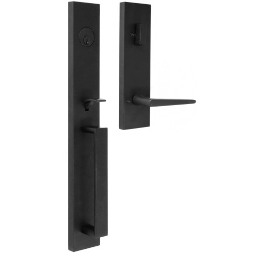 Weslock 02890-272SL2D Xanthis Single Cylinder Handle set with Philtower Lever Trim with Adjustable Latch and Round and Square Corner Strikes Matte Black Finish