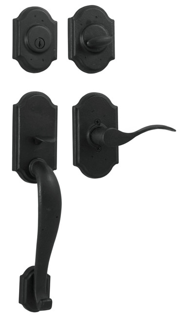 Weslock L7625-2H2SL2D Castletown Single Cylinder Handle set with Left hand Carlow lever in the Black Finish