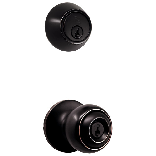 Weslock 02271S1S1FR22 Deadbolt with keylock Salem knob with Adjustable latch and Round Corner Full Lip Strike Oil Rubbed Bronze Finish