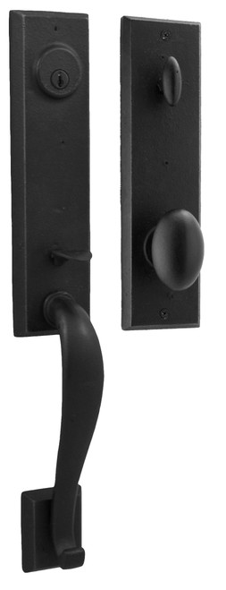 Weslock 07931-2M2SL2D Greystone Single Cylinder Handle set with Durham Knob in the Black finish