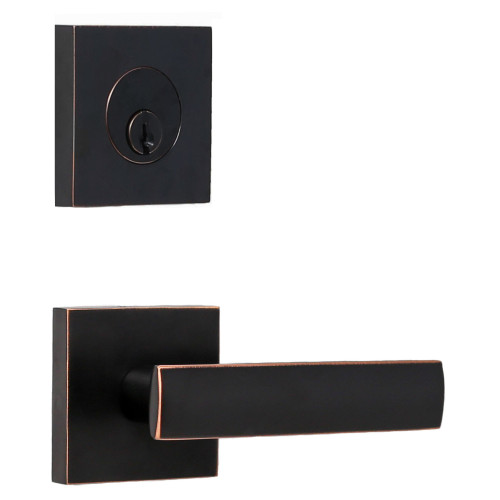 Weslock 027703131FR22 Deadbolt with Passage Utica Lever with Adjustable latch and Square/ Round Corner Full Lip Strike Oil Rubbed Bronze Finish