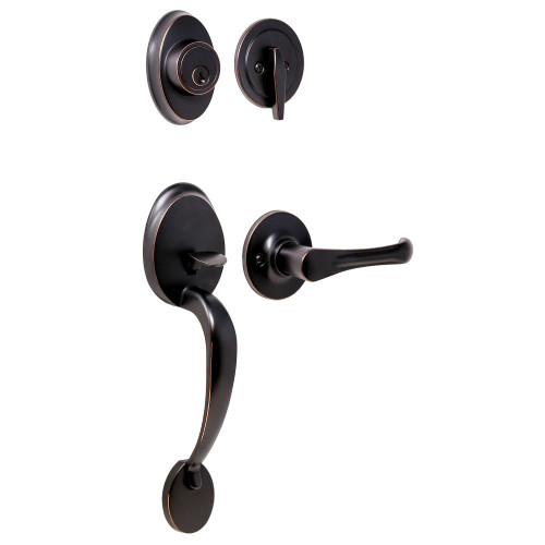 Weslock 02810-1V1FR2D Hillcrest Single Cylinder Handle set with Somerset Trim with Adjustable Latch and Round Corner Strikes Oil Rubbed Bronze Finish