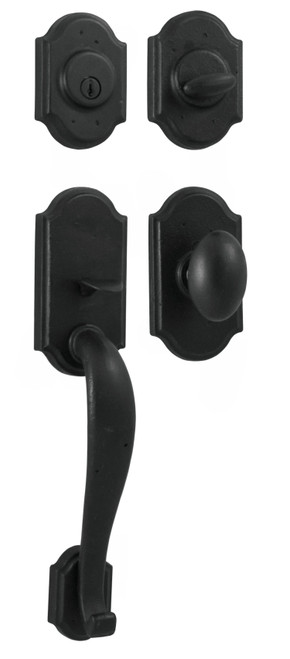 Weslock 07625-2M2SL2D Castletown Single Cylinder Handle set with Durham Knob in the Black finish