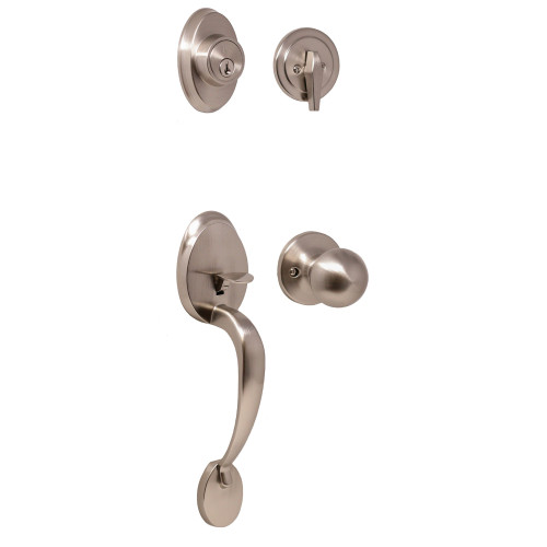 Weslock 02810-NGNFR2D Hillcrest Single Cylinder Handle set with Hudson Trim with Adjustable Latch and Round Corner Strikes Satin Nickel Finish