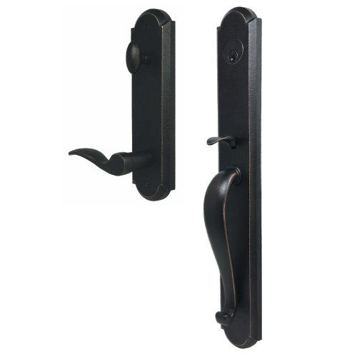 Weslock R7680-1H1SL2D Wiltshire Single Cylinder Handle set with Right hand Carlow lever in the Oil Rubbed Bronze Finish