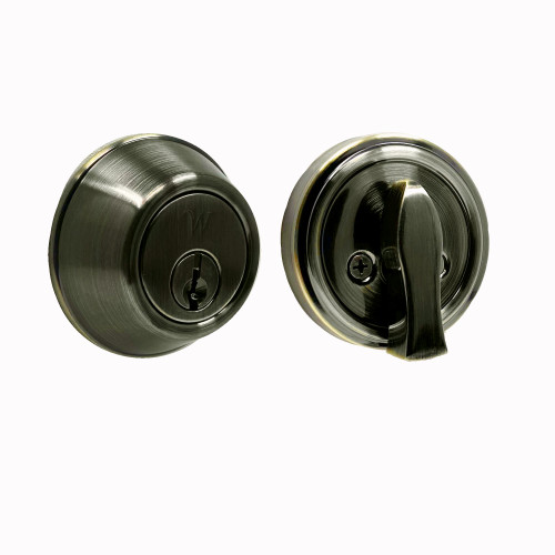 Weslock 00471-A-ASL23 Heavy Single Cylinder Deadbolt with a Antique Brass Finish