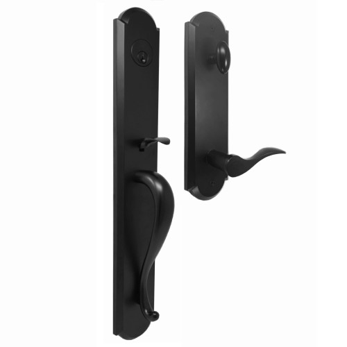 Weslock L6641-2U2SL2D Philbrook Single Cylinder Handle set with Left Hand Bordeau lever in the Matte Black Finish