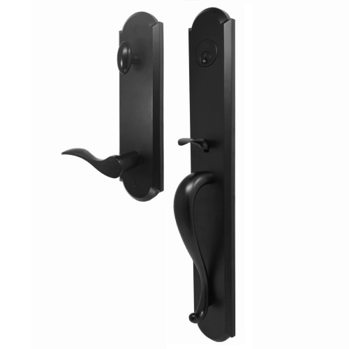 Weslock R6641-2U2SL2D Philbrook Single Cylinder Handle set with Right Hand Bordeau lever in the Matte Black Finish