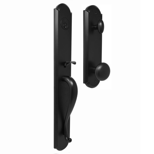 Weslock 06641-2I2SL2D Philbrook Single Cylinder Handle set with Impresa Knob in the Matte Black Finish