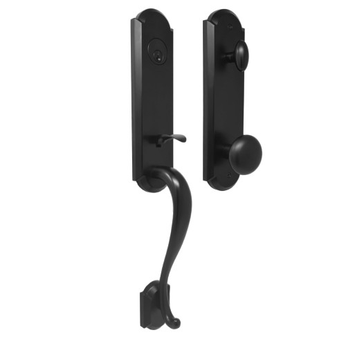 Weslock 06651-2I2SL2D Mansion Single Cylinder Handle set with Impresa Knob in the Matte Black Finish
