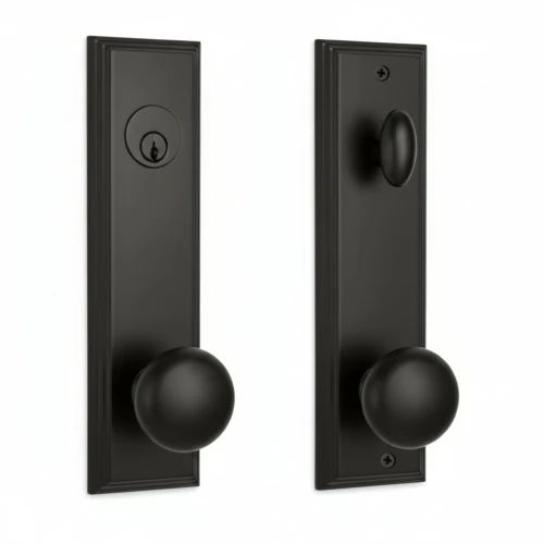 Weslock 06671I2I2SL2D Atteberry Single Cylinder Handle set with Impresa Knob in the Matte Black Finish