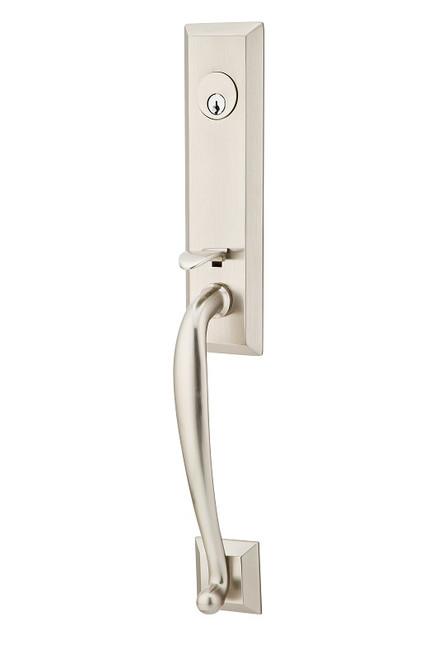 Emtek 3351US15 Satin Nickel Harrison Style Single Cylinder Mortise Entryset with your Choice of Handle