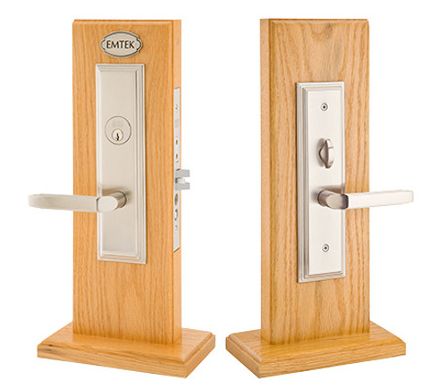 Emtek 3506US26 Polished Chrome Manhattan Style Single Cylinder Mortise Entry set with your Choice of Handle