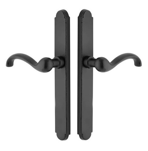 Emtek 4046FB Flat Black 1-1/2" x 11" Sandcast Arched Style Non-Keyed Dummy, Pair Narrow Sideplate Lockset