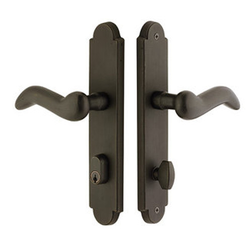 Emtek 4042MB Medium Bronze 2" x 10" Sandcast Arched Style Dummy, Pair Sideplate Lockset