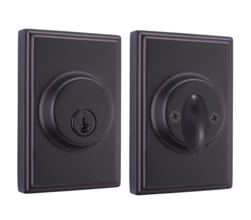 Weslock 03771-1-1SL23 Woodward Single Cylinder Deadbolt with Adjustable Latch and Deadbolt Strike Oil Rubbed Bronze Finish