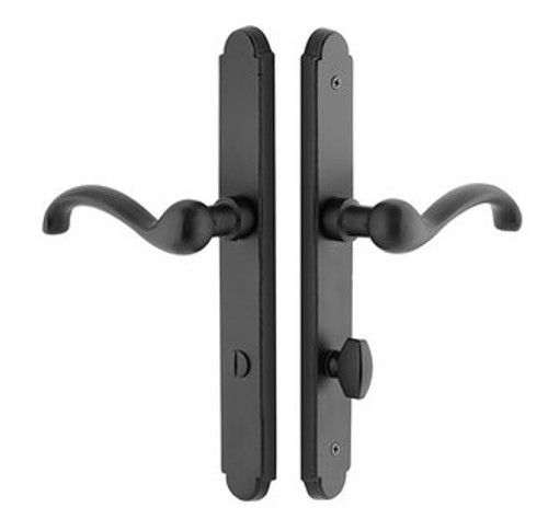 Emtek 4243FB Flat Black 1-1/2" x 11" Sandcast Arched Style Non-Keyed Thumbturn Privacy Narrow Sideplate Lockset