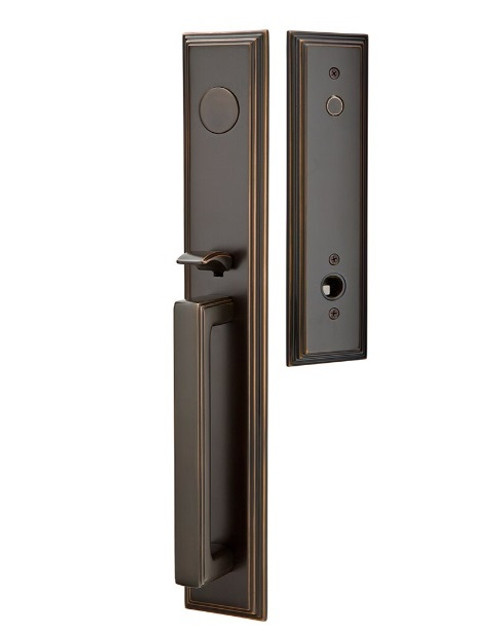 Emtek 4202US10B Oil Rubbed Bronze Melrose Brass Tubular Style Dummy Entryset with Your Choice of Handle
