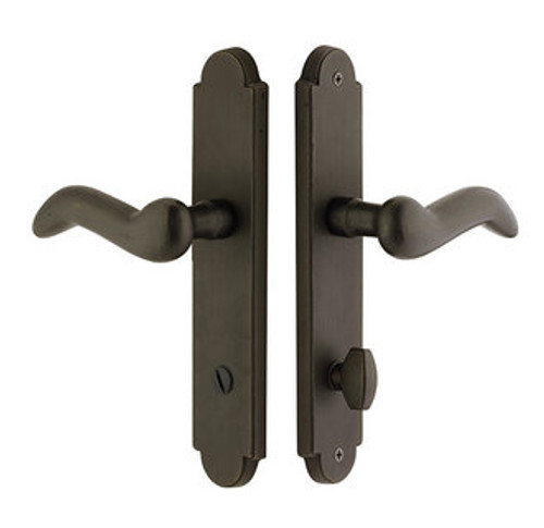 Emtek 4241TWB Tumbled White Bronze 2" x 10" Sandcast Arched Style Non-Keyed Thumbturn Privacy Narrow Sideplate Lockset