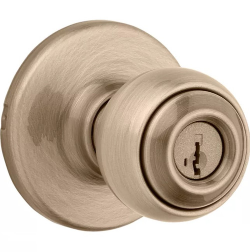 Kwikset 400P-5 Antique Brass Keyed Entry Polo Knob