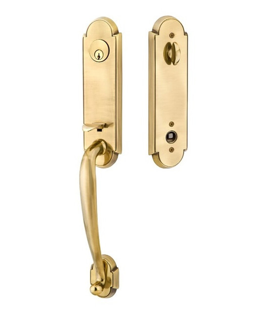 Emtek 4313US7 French Antique Richmond Brass Tubular Style Single Cylinder Entryset with Your Choice of Handle