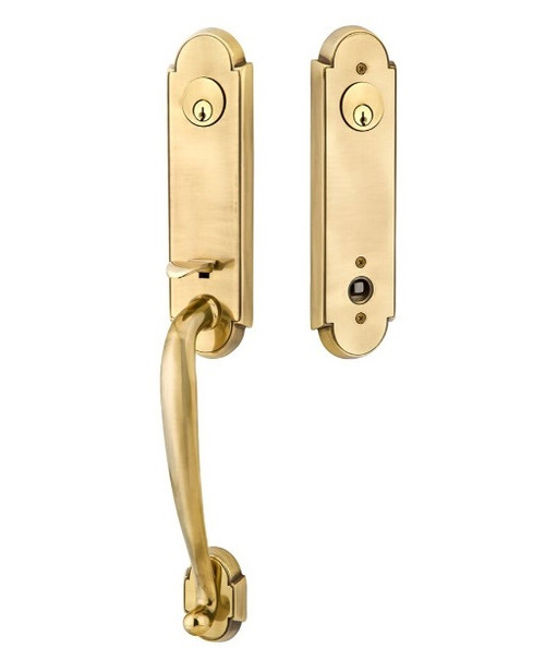 Emtek 4323US7 French Antique Richmond Brass Tubular Style Double Cylinder Entryset with Your Choice of Handle