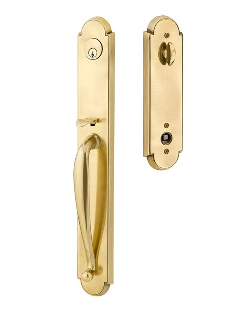 Emtek 4314US7 French Antique Wilmington Brass Tubular Style Single Cylinder Entryset with Your Choice of Handle