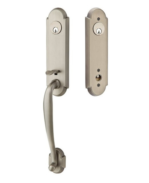 Emtek 4323US15A Pewter Richmond Brass Tubular Style Double Cylinder Entryset with Your Choice of Handle