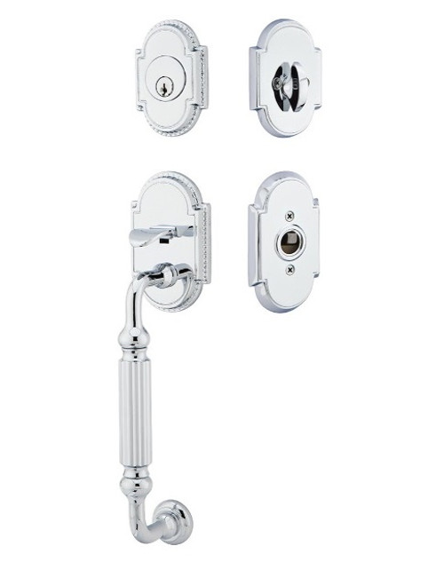 Emtek 4310US26 Polished Chrome Knoxville Brass Tubular Style Single Cylinder Entryset with Your Choice of Handle