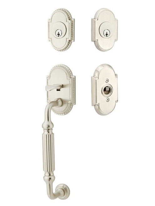 Emtek 4320US15 Satin Nickel Knoxville Brass Tubular Style Double Cylinder Entryset with Your Choice of Handle