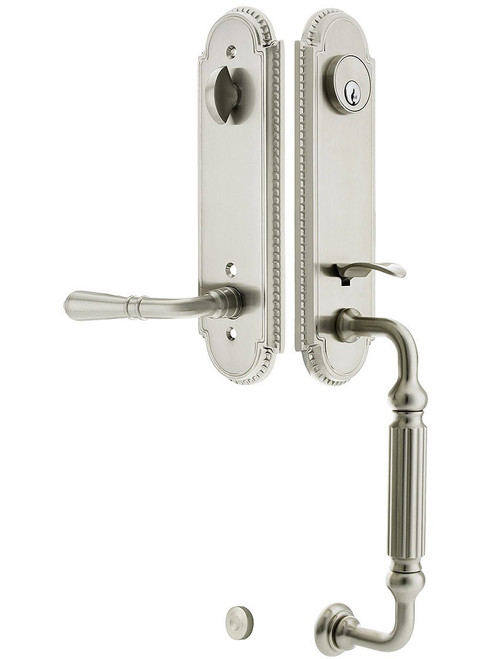 Emtek 4311US15 Satin Nickel Orleans Brass Tubular Style Single Cylinder Entryset with Your Choice of Handle