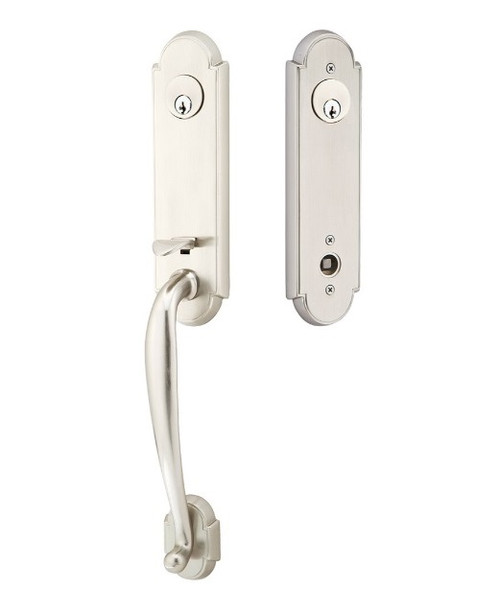 Emtek 4323US15 Satin Nickel Richmond Brass Tubular Style Double Cylinder Entryset with Your Choice of Handle