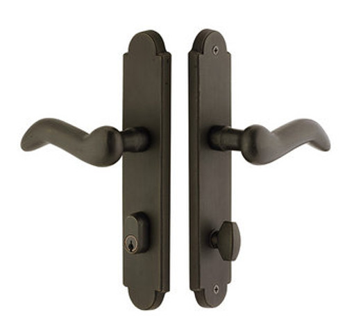 Emtek 4442FB Flat Black 2" x 10" Sandcast Arched Style 3-3/8" C-to-C Passage/Single Keyed Sideplate Lockset