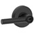 Schlage F51ABRW622GSN Matte Black Keyed Entry Broadway Style Lever with Greyson Rose