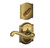 Schlage F94FLA609CAM Antique Brass Dummy Handleset with Flair Lever and Camelot Rose (Interior Side Only)