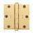 Baldwin 1035.060.I Satin Brass & Brown 3-1/2" x 3-1/2" Square Corner Brass Hinge