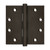 Deltana DSB4510BD Bronze Dark Distressed Finish 4-1/2" x 4-1/2" Square Corner Brass Hinge