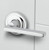 Baldwin Reserve ENSQUTRR260 Polished Chrome Keyed Entry Square Lever with Traditional Round Rose