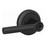 Schlage F51ABRW622IND Matte Black Keyed Entry Broadway Style Lever with Indy Rose