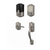 Schlage Residential BE489WBCCAM619-FE285CAM619ACCCAMLH Camelot Encode Smart Wifi Deadbolt with Camelot Handle Set and Accent Lever Left Handed Satin Nickel Finish