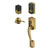 Schlage FE375CAM609ACC Antique Brass Camelot Keyless Touch Pad Electronic Handleset with Accent Lever
