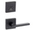 Kwikset 258SQT-720HFLSQT-514 Matte Black Downtown Single Cylinder Deadbolt with Halifax Passage Lever and Square Rose