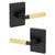Kwikset 730MALRCT-514X4 Mirada Reeded Pattern Lever with Satin Brass Grip with Contemporary Rectangular Rose Privacy Door Lock with 6AL Latch and RCS Strike Matte Black Finish