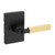 Kwikset 730MALRCT-514X4 Mirada Reeded Pattern Lever with Satin Brass Grip with Contemporary Rectangular Rose Privacy Door Lock with 6AL Latch and RCS Strike Matte Black Finish
